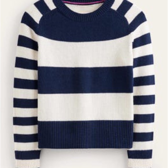 Boden Olivia Merino Wood Navy Striped Jumper Size Small - Picture 2 of 10